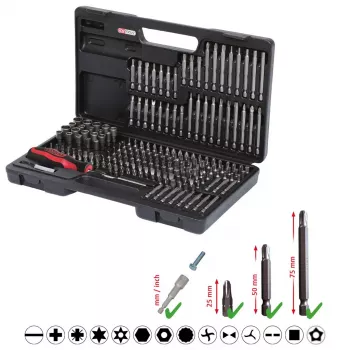 Zestaw bitów wkrętakowych KS Tools 911.2008 208 szt. niklowanych DIN 3126 ISO 1173