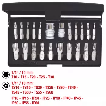 Zestaw nasadek KS Tools 911.3120 — 22 nasadki stalowe, 432 g