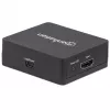 Rozdzielacz HDMI Manhattan 2-portowy, 1080p, czarny, wyświetla sygnał z 1 źródła HDMI na 2 wyświetlaczach HD (ten sam obraz na obu), zasilany przez USB-A (kabel w zestawie, 0,7 m), trzyletnia gwarancja