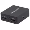Rozdzielacz HDMI Manhattan 2-portowy, 1080p, czarny, wyświetla sygnał z 1 źródła HDMI na 2 wyświetlaczach HD (ten sam obraz na obu), zasilany przez USB-A (kabel w zestawie, 0,7 m), trzyletnia gwarancja