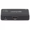 Manhattan HDMI Splitter 2-Port , 4K@30Hz, Wyświetla sygnał z x1 źródła HDMI na x2 wyświetlaczach HD (ten sam sygnał na obu wyświetlaczach), Zasilanie sieciowe (kabel 0,9 m), Czarny, Trzyletnia gwarancja