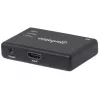 Manhattan HDMI Splitter 2-Port , 4K@30Hz, Wyświetla sygnał z x1 źródła HDMI na x2 wyświetlaczach HD (ten sam sygnał na obu wyświetlaczach), Zasilanie sieciowe (kabel 0,9 m), Czarny, Trzyletnia gwarancja