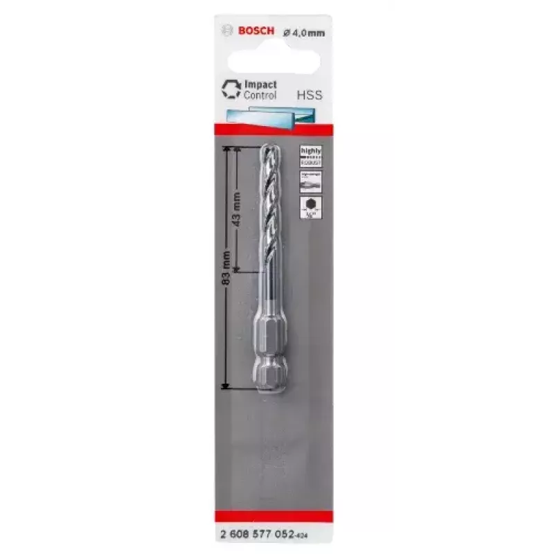 Bosch 2608577052 metalowy wiertło kręte 4 mm, 83 mm długość całkowita