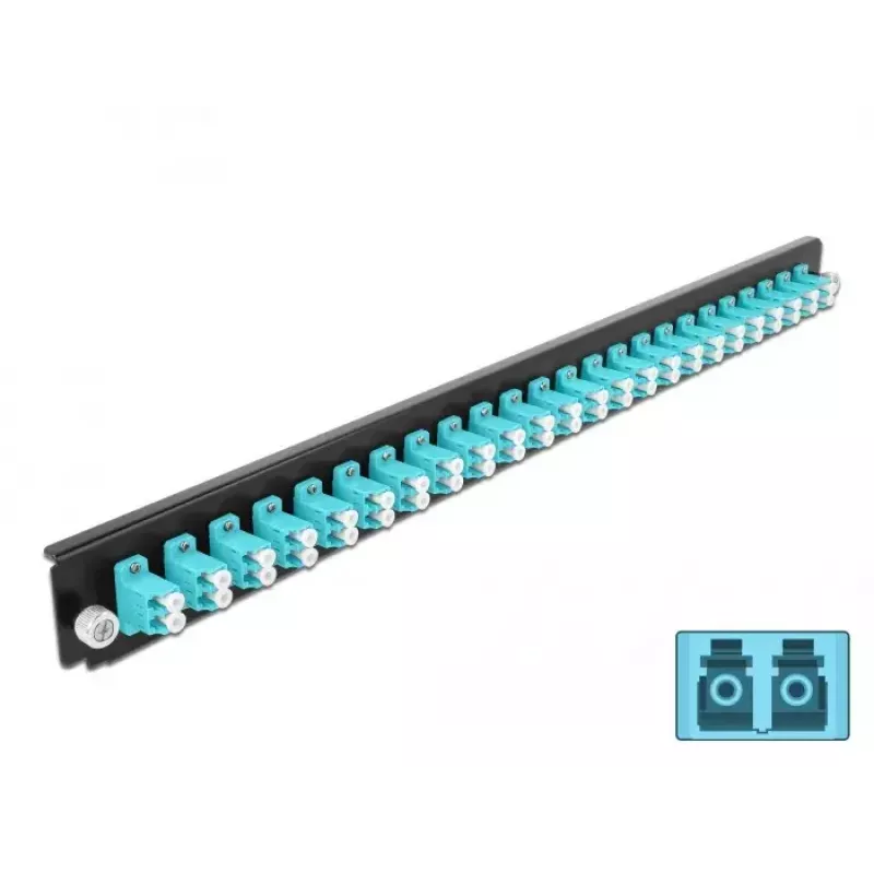 Panel przedni Splice Box DeLOCK 19 cali 24 porty LC Duplex aqua