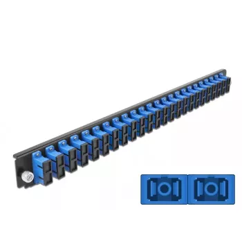 Panel czołowy Splice Box DeLOCK 19 cali 24 porty SC Duplex niebieski