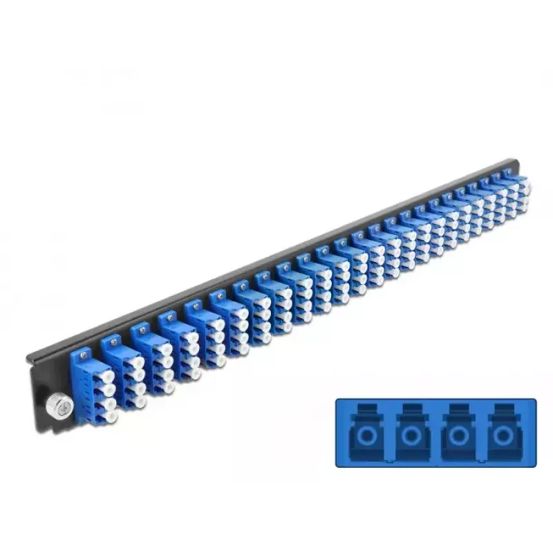 Panel czołowy do kasety spawów DeLOCK 19 cali 24 porty LC Quad niebieski