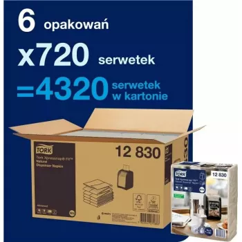 Serwetki papierowe Tork 720 Xpressnap Fit 12830 białe 1-warstwowe