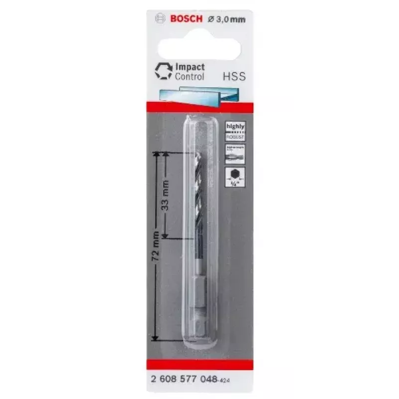Bosch 2608577048 wiertło kręte do metalu 3 mm, długość całkowita 72 mm, DIN 338