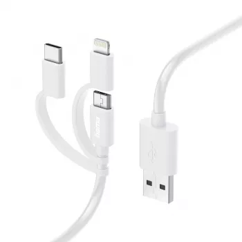 Hama 3-w-1 kabel do ładowania wielofunkcyjny, USB-A - Micro-USB, USB-C i Lightning, 1,0 m, biały