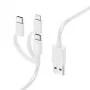 Hama 3-w-1 kabel do ładowania wielofunkcyjny, USB-A - Micro-USB, USB-C i Lightning, 1,0 m, biały