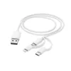 Hama 3-w-1 kabel do ładowania wielofunkcyjny, USB-A - Micro-USB, USB-C i Lightning, 1,0 m, biały