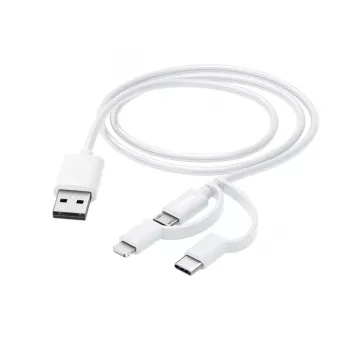 Hama 3-w-1 kabel do ładowania wielofunkcyjny, USB-A - Micro-USB, USB-C i Lightning, 1,0 m, biały