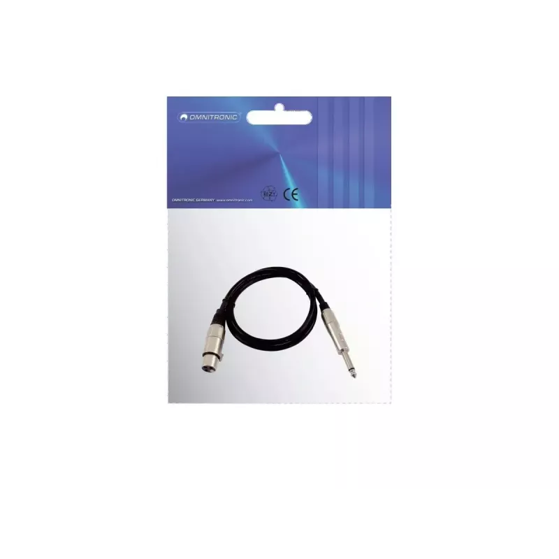 Kabel audio XLR 3-pin Żeński na 6,35 mm Męski 0,9 m Omnitronic 3022516L