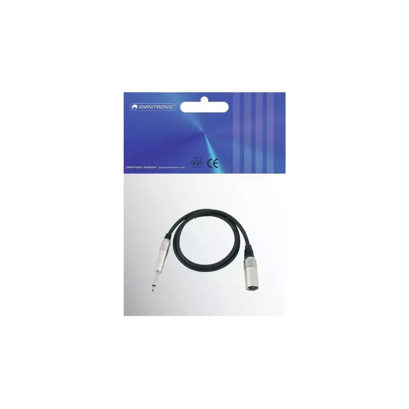 Kabel audio Omnitronic 3022519A 0,9 m XLR - jack 6,35 mm czarny