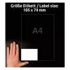 Samoprzylepne etykiety do drukarek Avery LR3427-10 Białe A4 80 etykiet