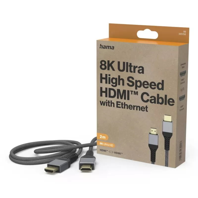 Hama 00305150 kabel HDMI 2 m HDMI Typ A (Standard) Czarny, Szary
