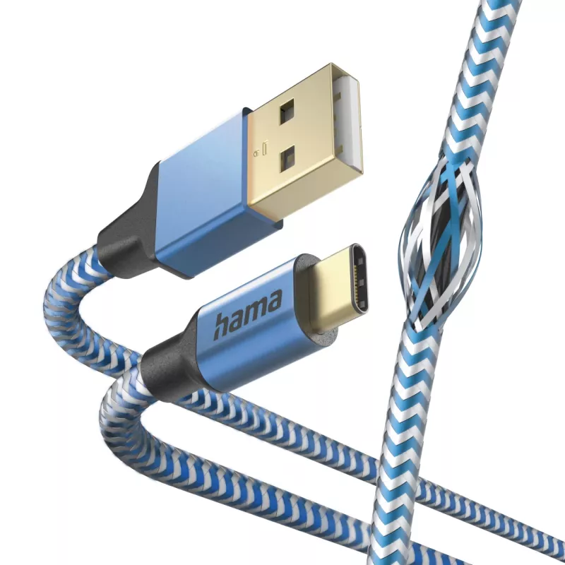 Odbiciowy kabel USB Hama USB 2.0 1,5 m USB A USB C Niebieski