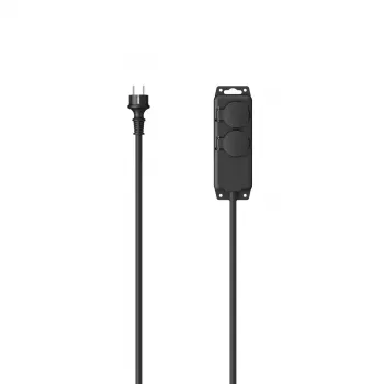 Hama 00223061 przedłużacz zasilania 2 m 2 gniazda AC Zewnętrzny Czarny