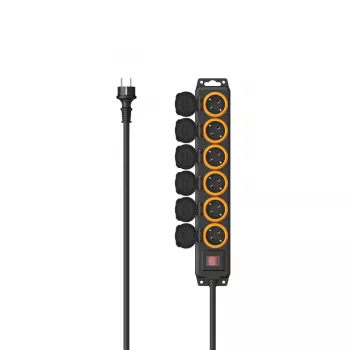 Hama 00223065 przedłużacz zasilający 2 m 6 gniazd AC Zewnętrzny Czarny