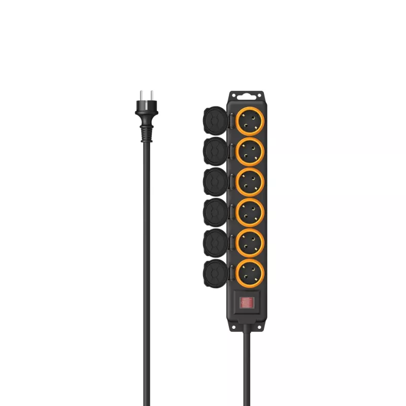 Hama 00223065 przedłużacz zasilający 2 m 6 gniazd AC Zewnętrzny Czarny