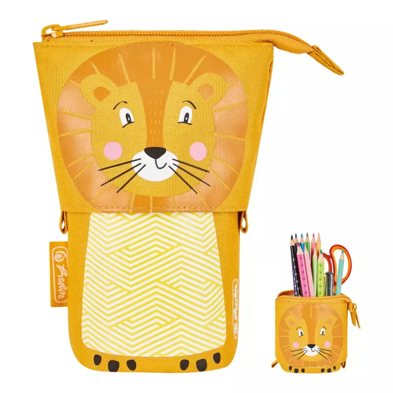 Miękki piórnik Herlitz Lion 140 mm x 75 mm x 185 mm poliester pomarańczowy żółty
