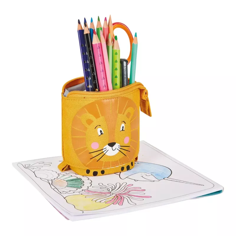 Miękki piórnik Herlitz Lion 140 mm x 75 mm x 185 mm poliester pomarańczowy żółty