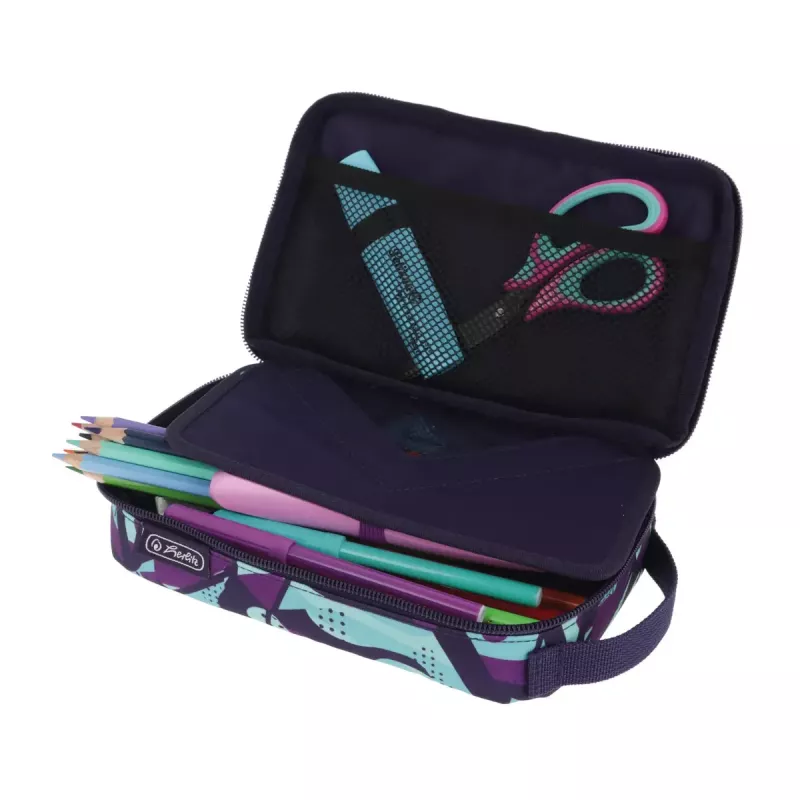 Piórnik Herlitz 2 Go CamoPurple Poliester Niebieski Fioletowy 210x130x60mm