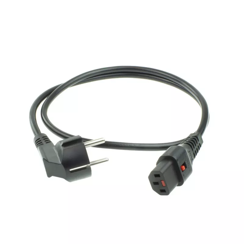 ACT Powercord CEE 7/7 męski (kątowy) - C13 IEC Lock czarny 2 m, EL182S, 5-Pack