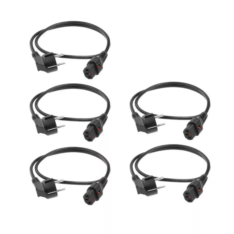 ACT Powercord CEE 7/7 męski (kątowy) - C13 IEC Lock czarny 2 m, EL182S, 5-Pack