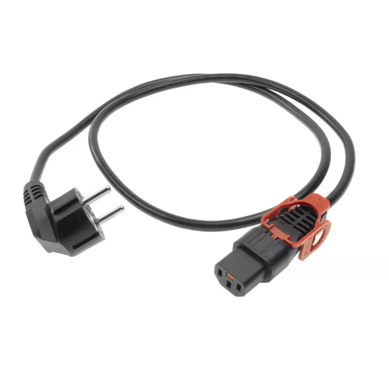 ACT Powercord CEE 7/7 męski (kątowy) - C13 IEC Lock+ czarny 2 m, EL332S, 5 szt.
