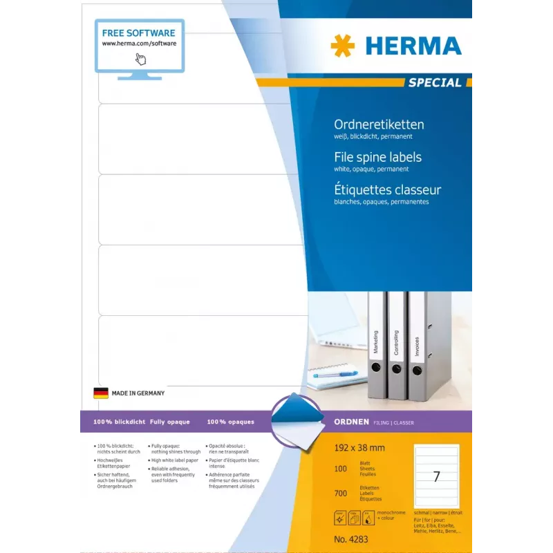 Samoprzylepne etykiety do drukarki HERMA A4 192x38 mm 700 szt.