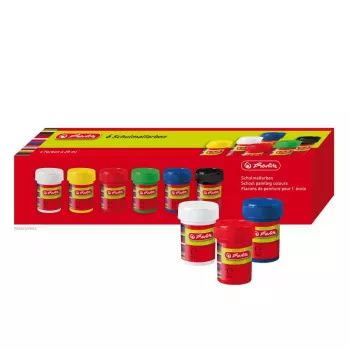 Farba wodna Herlitz 8643025 czarny niebieski zielony czerwony biały żółty 25 ml słoiczek 6 szt.