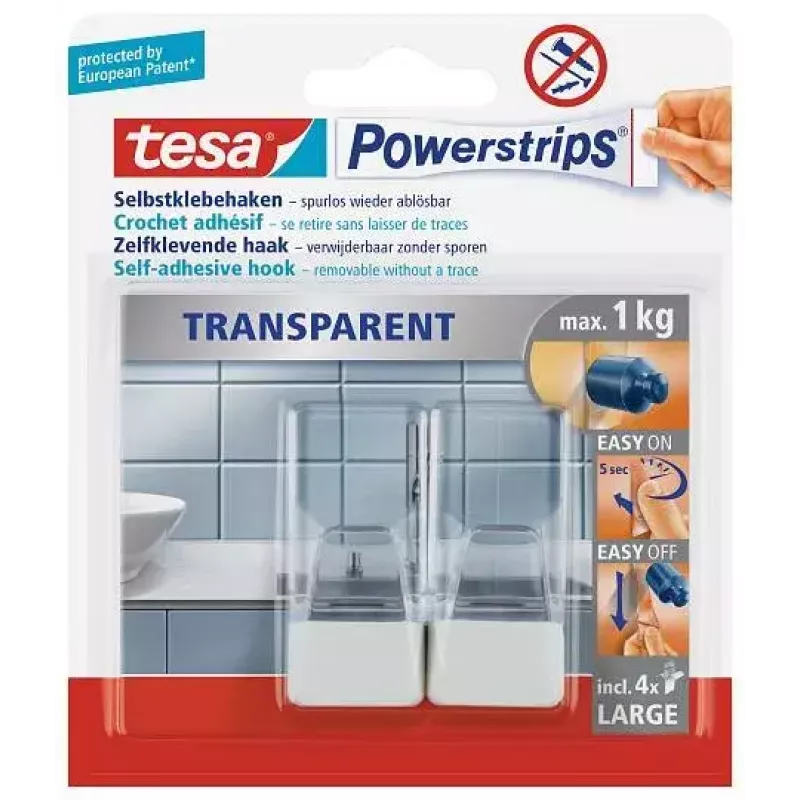 Haczyk kuchenny TESA 58811-00000 Przezroczysty/Biały 2 szt.