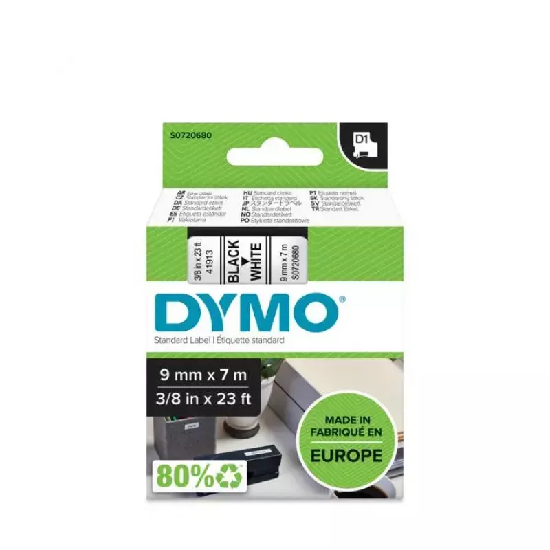 Taśma etykietowa DYMO D1 Standard czarna na białym 9 mm