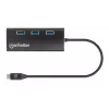 Manhattan Stacja dokująca/Hub USB-C z czytnikiem kart, porty (x6): Ethernet, HDMI, USB-A (x3) i USB-C, z zasilaniem Power Delivery (100 W) do portu USB-C (uwaga: wymagana dodatkowa ładowarka sieciowa USB-C i kabel USB-C), uniwersalna, do wszystkich urządzeń, aluminium, odpowiednik DKT30CSDHPD3