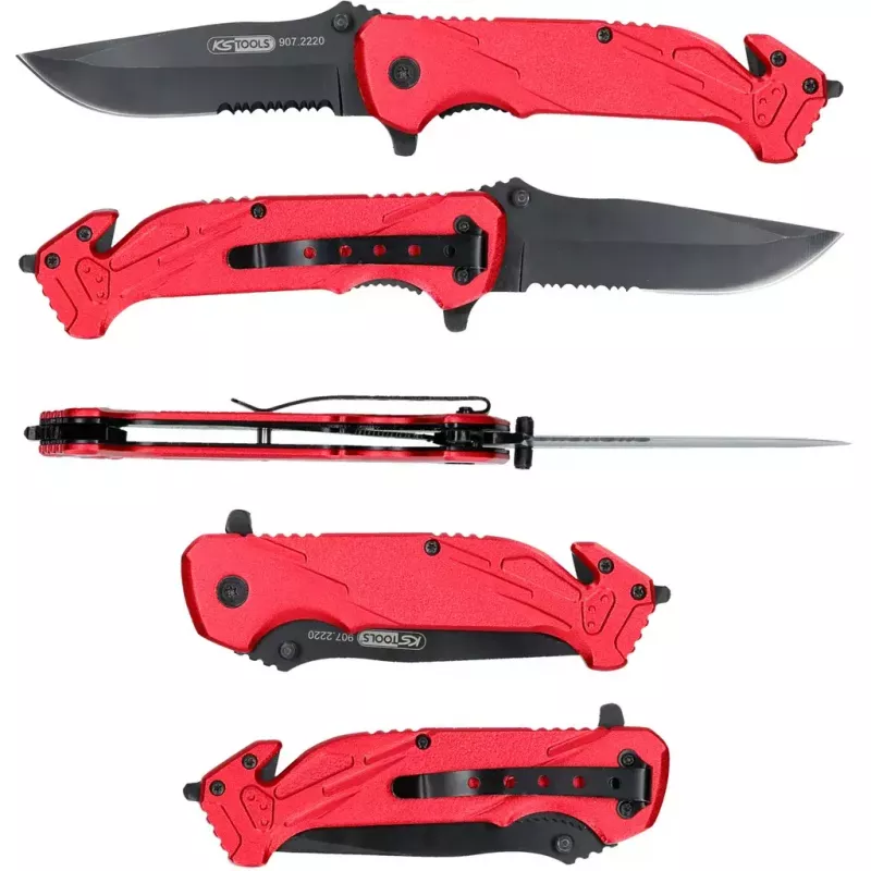 Nóż składany Camper/scout KS Tools 907.2220 czarno-czerwony