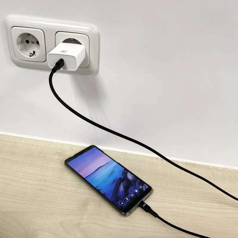 ACT kabel do ładowania/przesyłu danych USB 2.0 C męski - C męski 1 metr, nylon