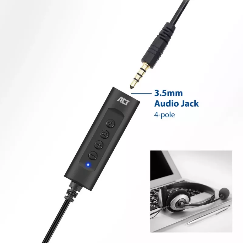 ACT AC9360 karta dźwiękowa USB 3.5 mm łączność słuchawkowa 4 przyciski