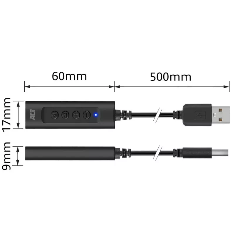 ACT AC9360 karta dźwiękowa USB 3.5 mm łączność słuchawkowa 4 przyciski