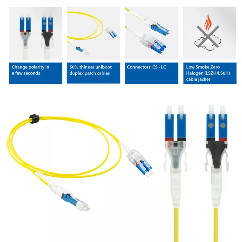 ACT 1.5m Singlemode 9/125 OS2 Polarity Twist uniboot duplex kabel światłowodowy krosowy CS - LC