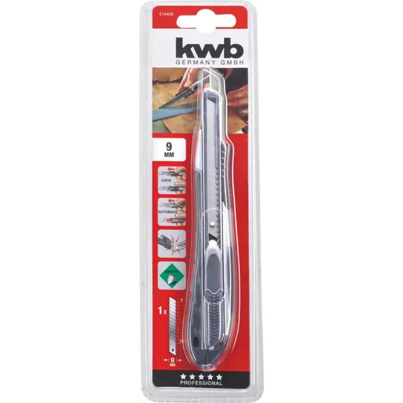 Nóż uniwersalny KWB 014409 Czarny Łamany ostrz 9 mm