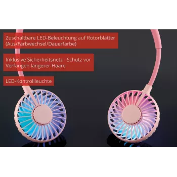 Unold Wentylator na szyję Breezy Pink, Różowy, 2 wentylatory, 8 h, Wentylator na szyję, Biały, 1 szt.