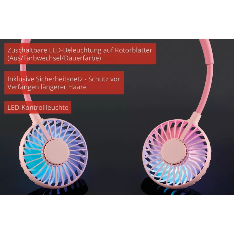 Unold Wentylator na szyję Breezy Pink, Różowy, 2 wentylatory, 8 h, Wentylator na szyję, Biały, 1 szt.
