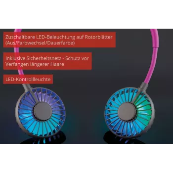 Unold Wentylator na szyję Breezy antracyt, antracyt, fioletowy, 2 wentylatory, 8 h, wentylator na szyję, biały, 1 szt.