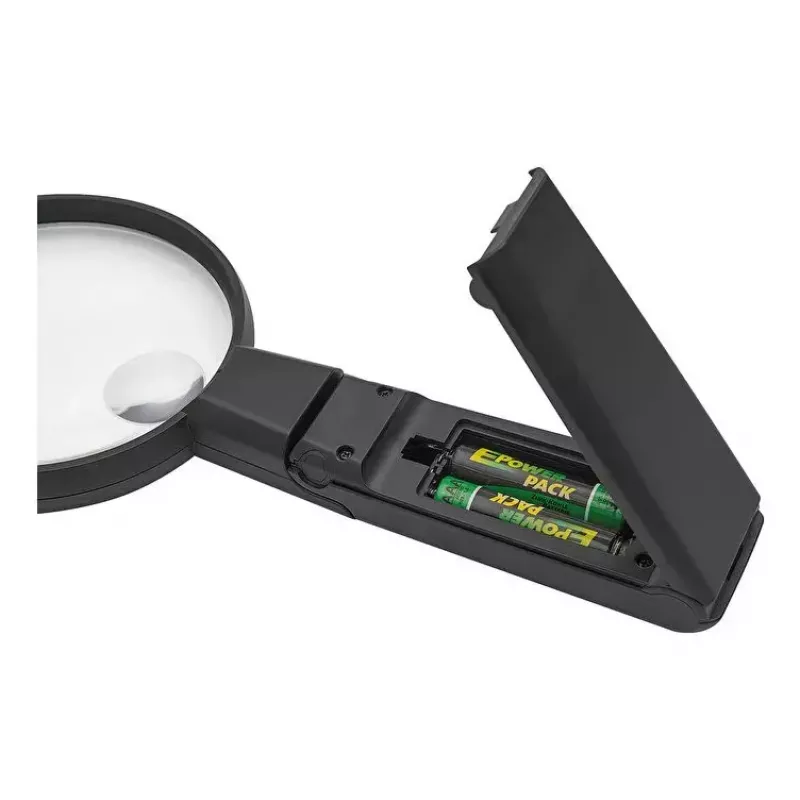 Ręczna lupa LED WEDO 271 7565 — powiększenie 5×, zasilana bateriami, czarno-biała
