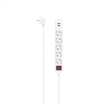 Hama 00223183 listwa zasilająca 1.4 m 5 gniazd AC Wewnętrzna Biała