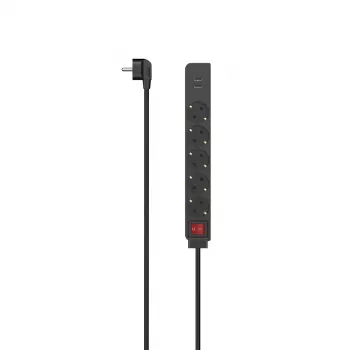 Hama 00223184 listwa zasilająca 1.4 m 5 gniazd AC Wewnętrzna Czarna