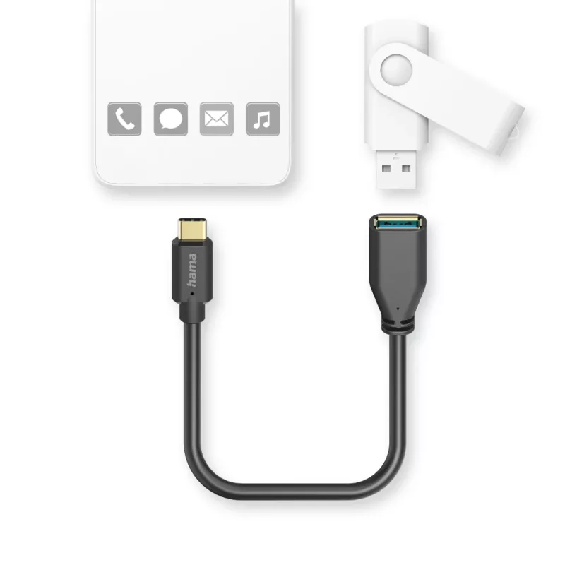 Hama 00125105 kabel USB USB 3.2 Gen 1 (3.1 Gen 1) 0,15 m USB A USB C Czarny