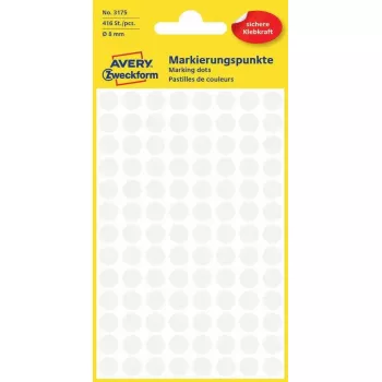 Naklejki Avery Zweckform Colour Coding Dots biały, okrągłe, z trwałym klejem, 8 mm, 416 szt.