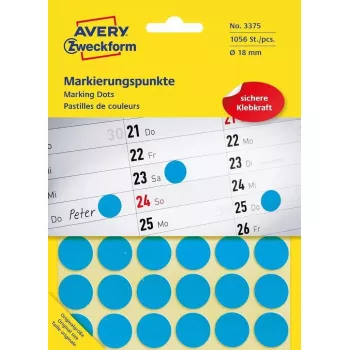 Samoprzylepna etykieta okrągła Avery 3375 niebieska 1056 szt.